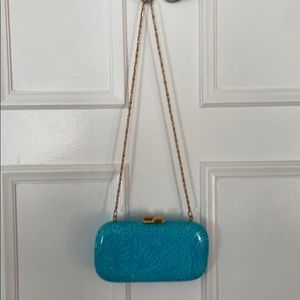 Women’s Lilly Pulitzer blue clutch with tigers